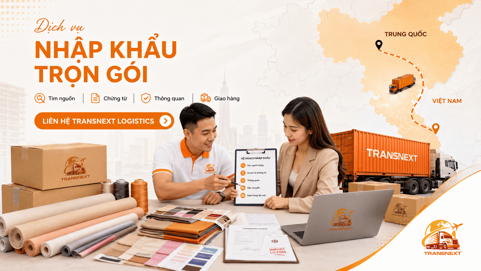 Transnext Logistics cung cấp giải pháp nhập khẩu chính ngạch trọn gói cho mặt hàng vải từ Trung Quốc về Việt Nam