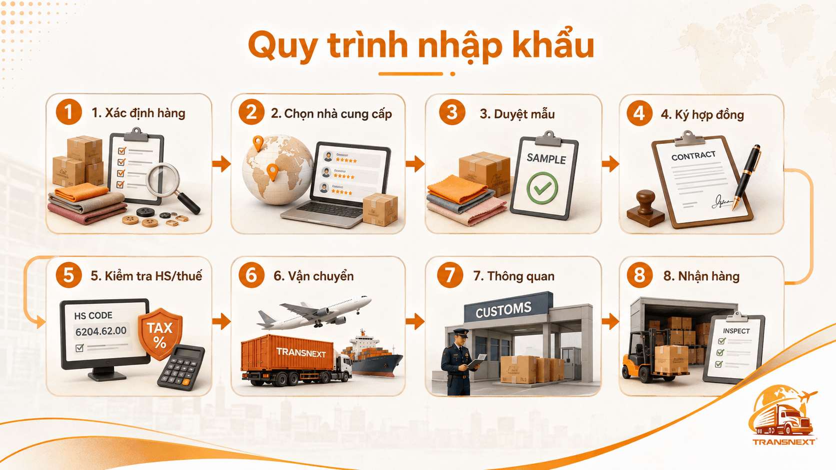Quy trình nhập khẩu vải và phụ kiện từ Trung Quốc về Việt Nam